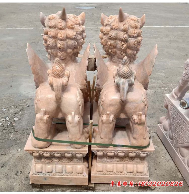 晚霞红貔貅雕塑门口招财貔貅石雕 