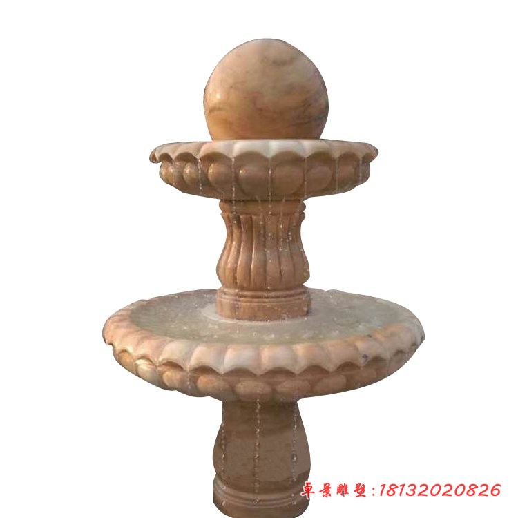 晚霞红双层风水球 别墅风水球石雕