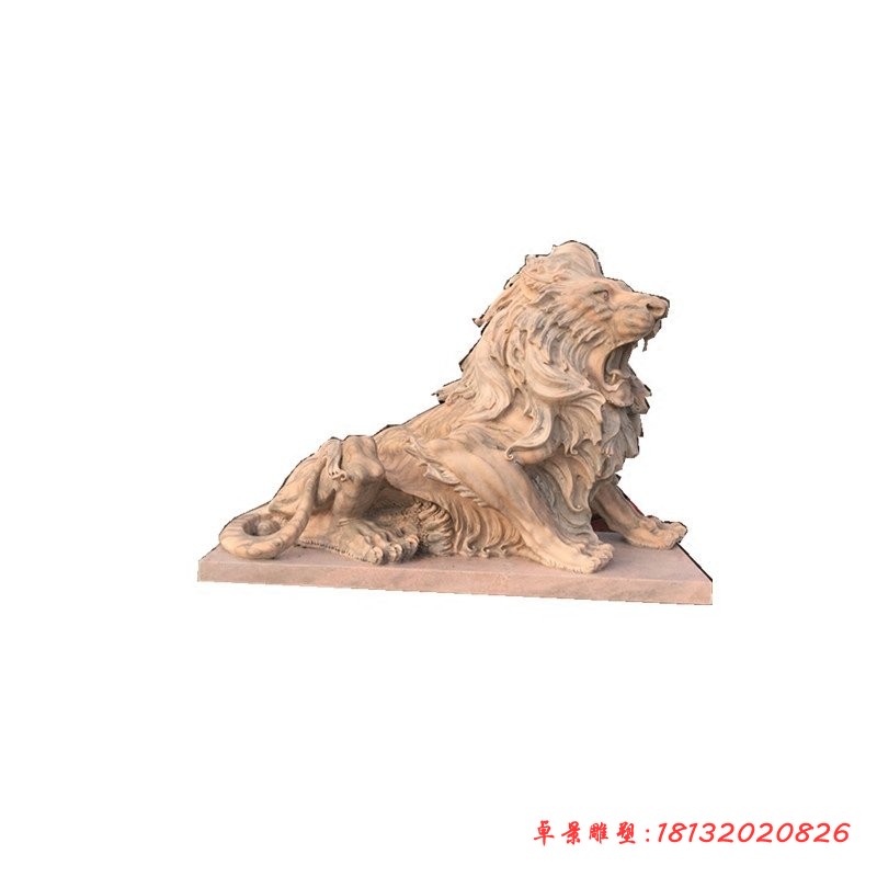 晚霞红西洋狮子石雕 门口欧式看门石狮子