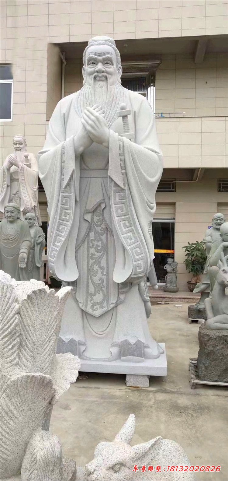 先师孔子石雕，大理石校园孔子石雕