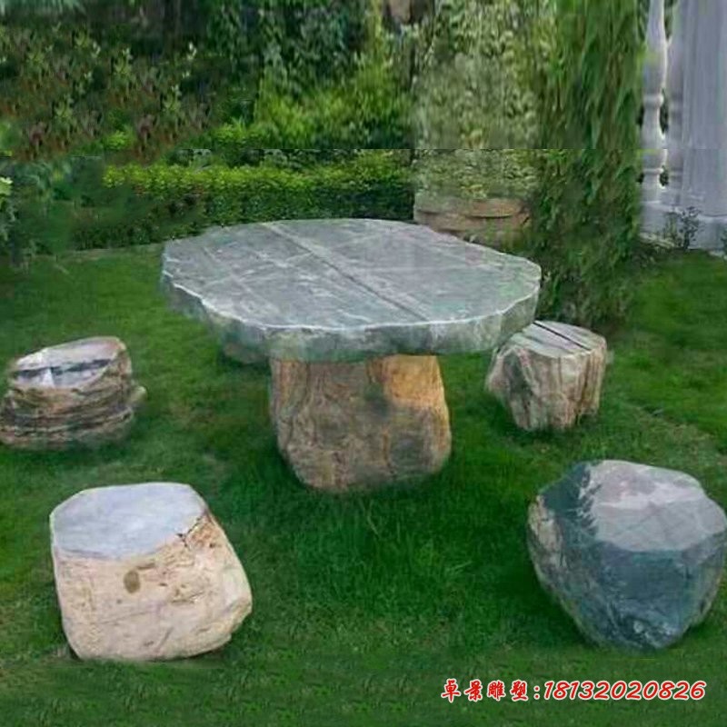 异形桌凳石雕，庭院石雕桌凳 