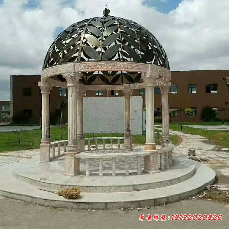 圆顶凉亭石雕，公园欧式凉亭石雕 