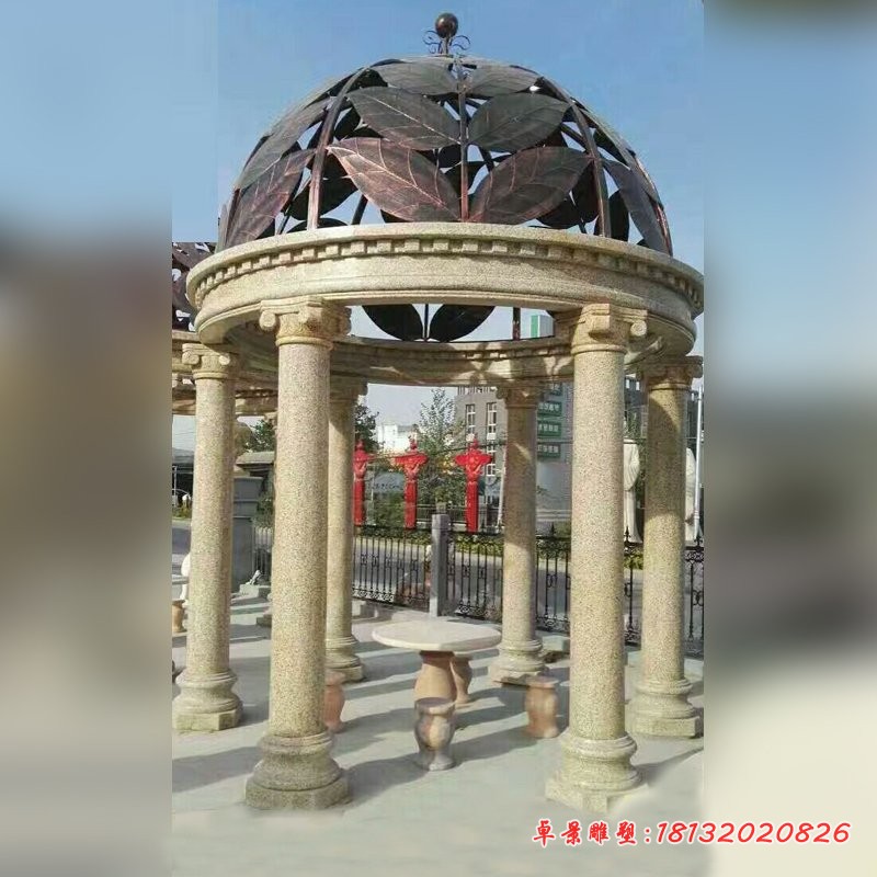 圆顶凉亭石雕，公园欧式凉亭石雕