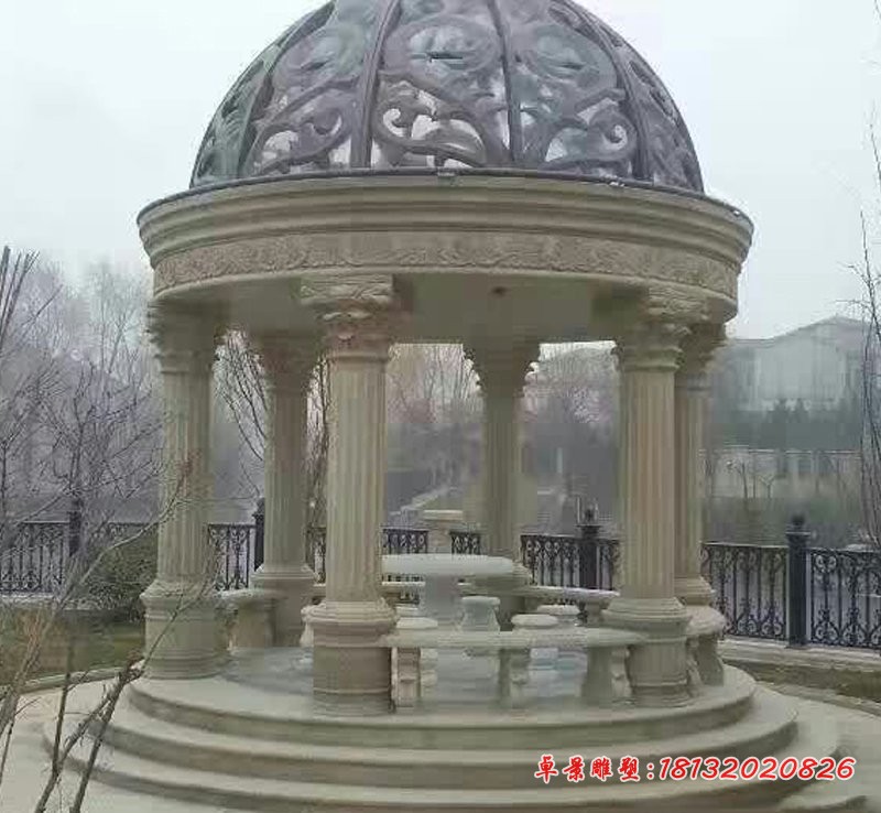 圆顶凉亭石雕，公园欧式凉亭石雕