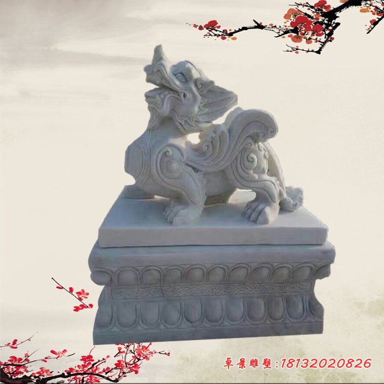 招财进宝貔貅石雕 汉白玉门口招财貔貅雕塑