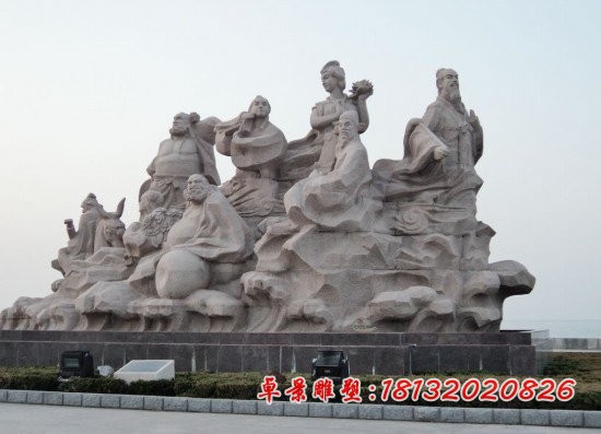 八仙过海石雕，广场神仙石雕