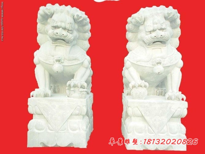 汉白玉狮子雕塑，北京狮石雕