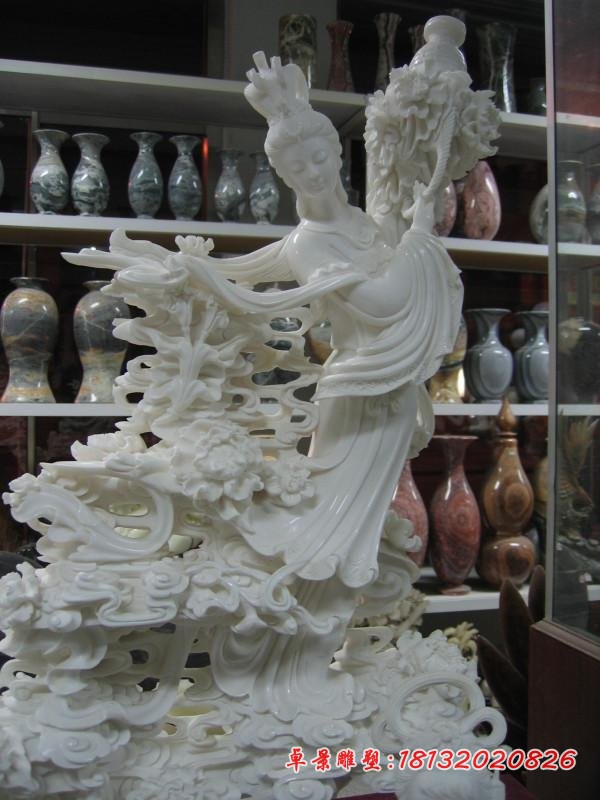 汉白玉仙女石雕，天女散花人物石雕
