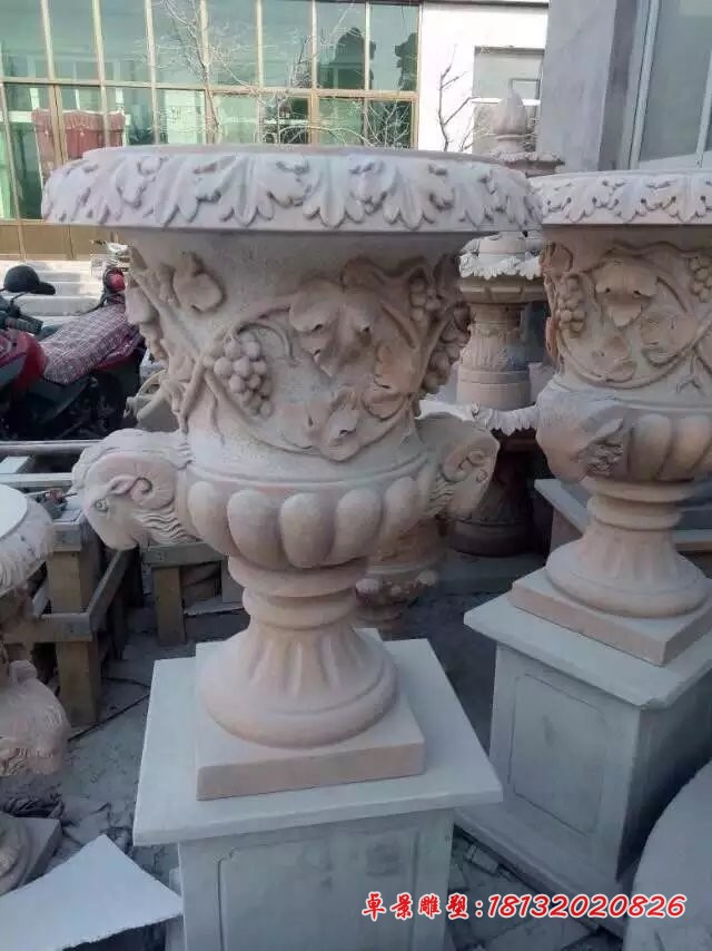 花盆石雕，欧式石花盆雕塑