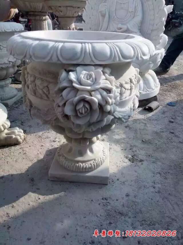 花盆石雕，欧式石花盆雕塑