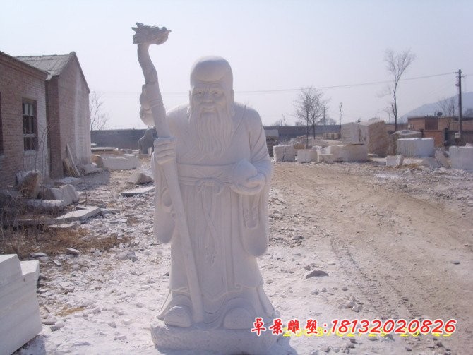 老寿星石雕，汉白玉老寿星雕塑