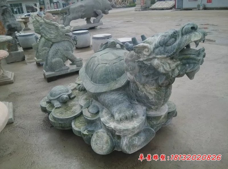龙龟石雕，仿古龙龟雕塑 