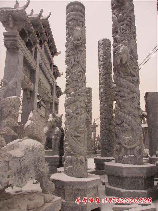龙柱石雕，大理石盘龙柱