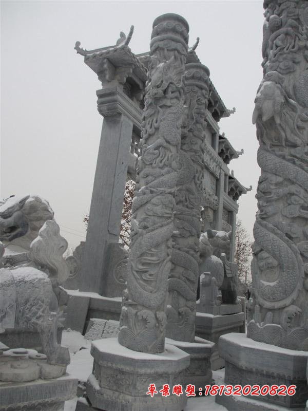 龙柱石雕，大理石盘龙柱