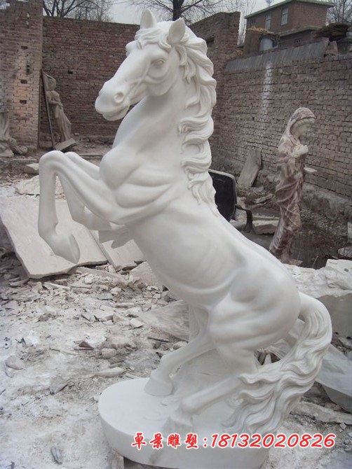 马石雕，汉白玉骏马雕塑