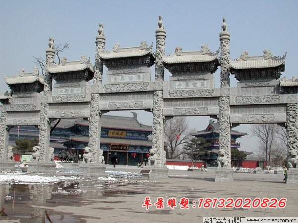 牌坊石雕，五门石牌坊雕塑