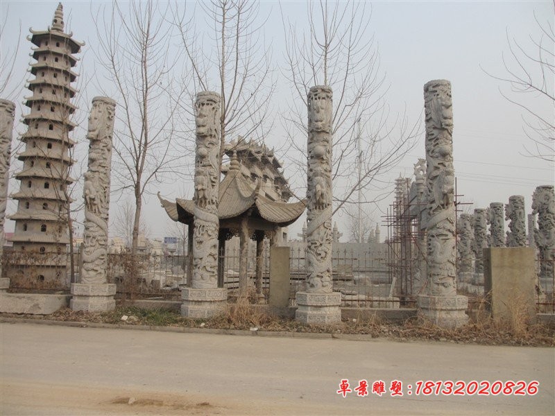 蟠龙柱石雕，盘龙柱石雕 