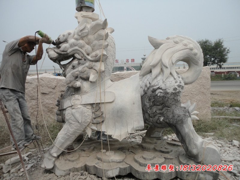 麒麟石雕，仿古麒麟石雕