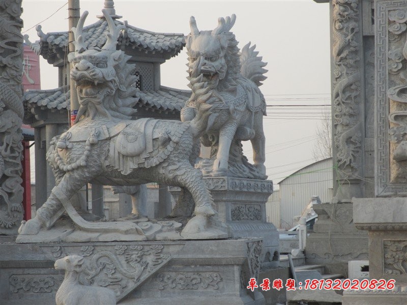 麒麟石雕，仿古麒麟石雕 