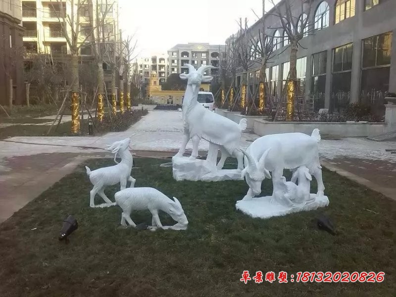 山羊石雕，公园动物石雕