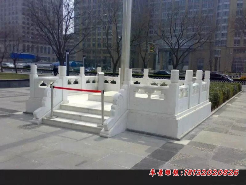 升旗台石雕，汉白玉升旗台