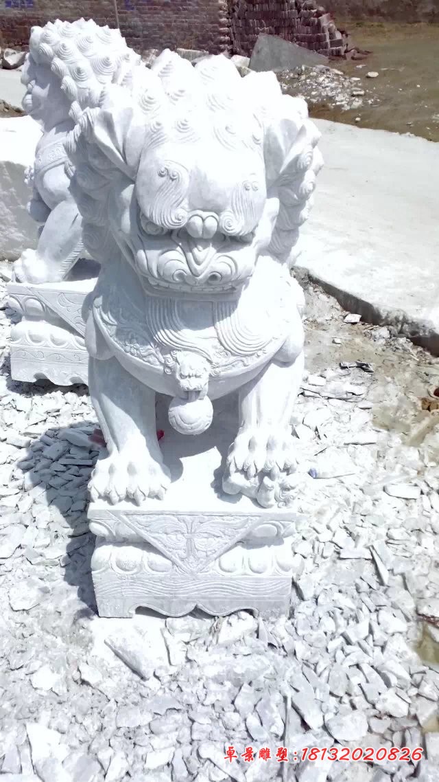 狮子石雕，汉白玉狮子雕塑，北京狮石雕