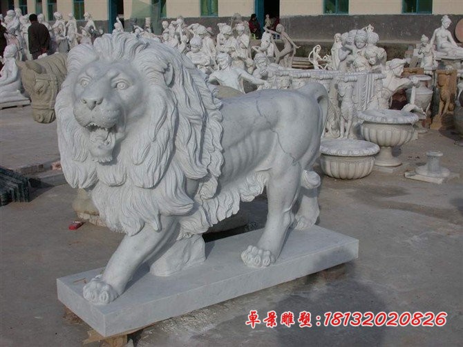 狮子石雕，汇丰狮石雕，汉白玉西洋狮雕塑 