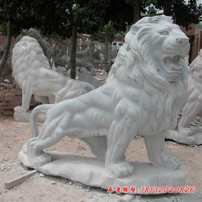 狮子石雕，汇丰狮石雕，汉白玉西洋狮雕塑
