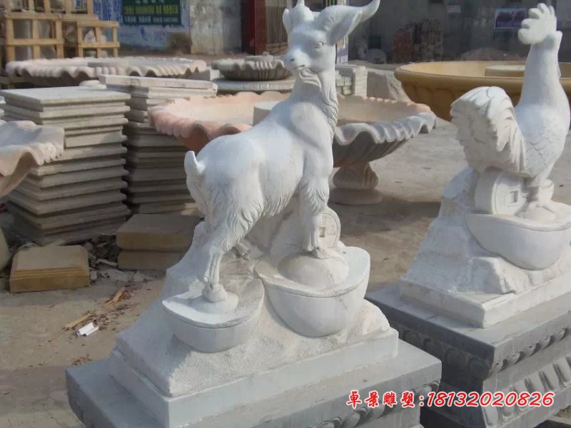 十二生肖石雕，汉白玉十二生肖雕塑 