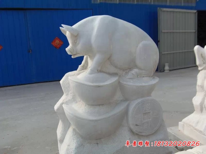 十二生肖石雕，汉白玉十二生肖雕塑