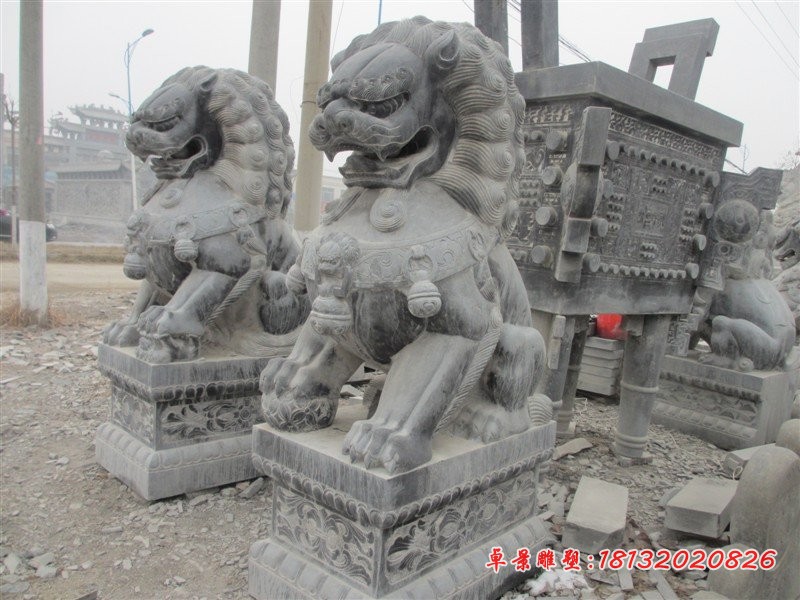 石雕北京狮雕塑，青石狮子雕塑 