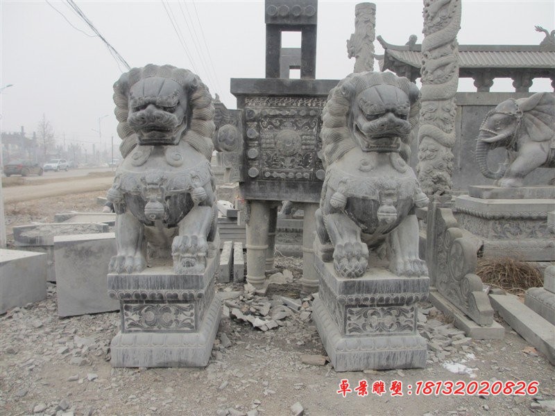石雕北京狮雕塑，青石狮子雕塑 