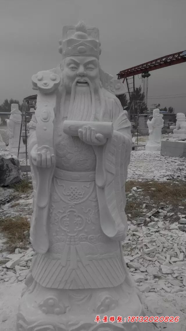 石雕财神，大理石财神雕塑