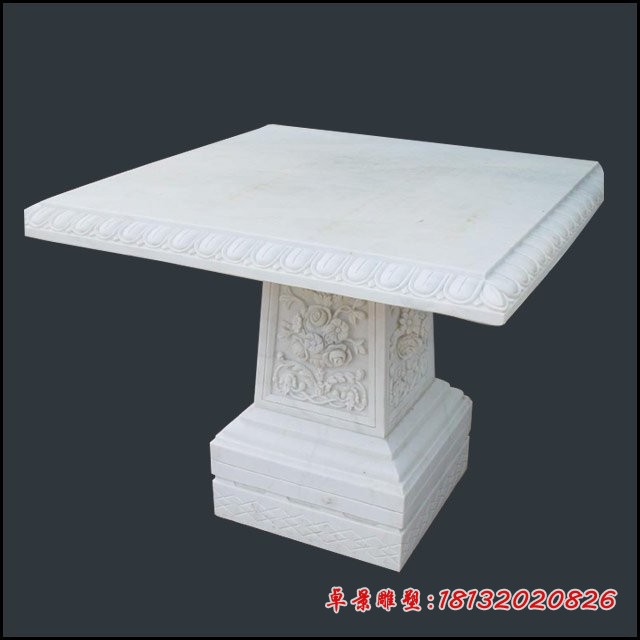石雕方桌，汉白玉方桌雕塑