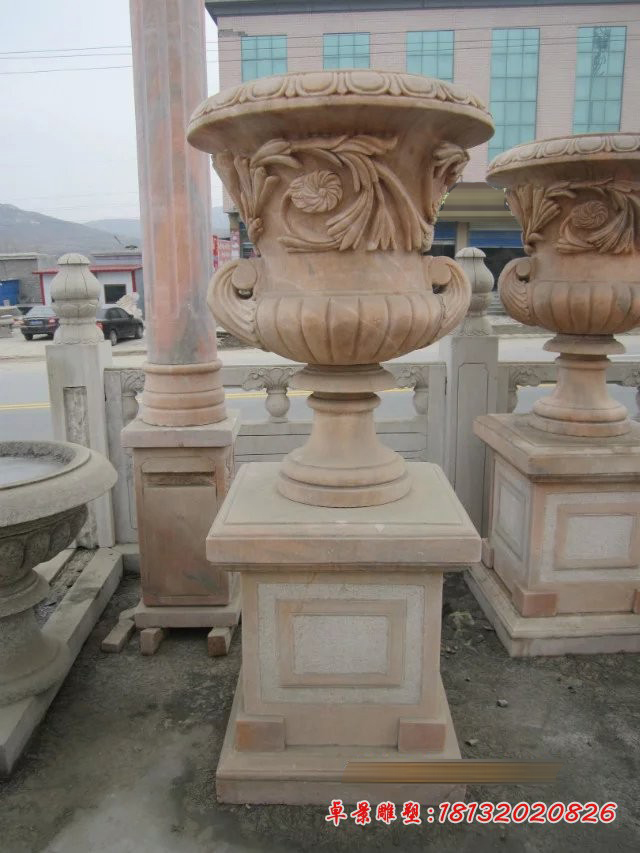 石雕花盆，别墅花盆雕塑