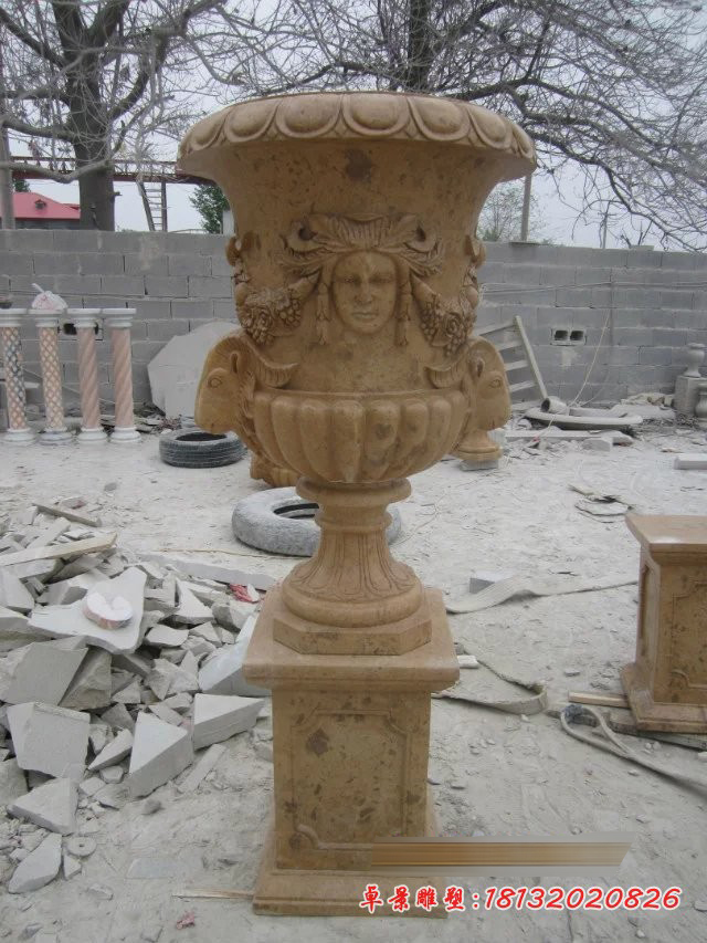 石雕花盆，别墅花盆雕塑