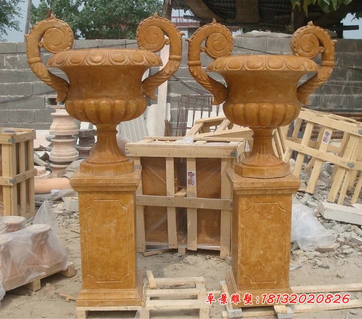 石雕花盆，石花盆