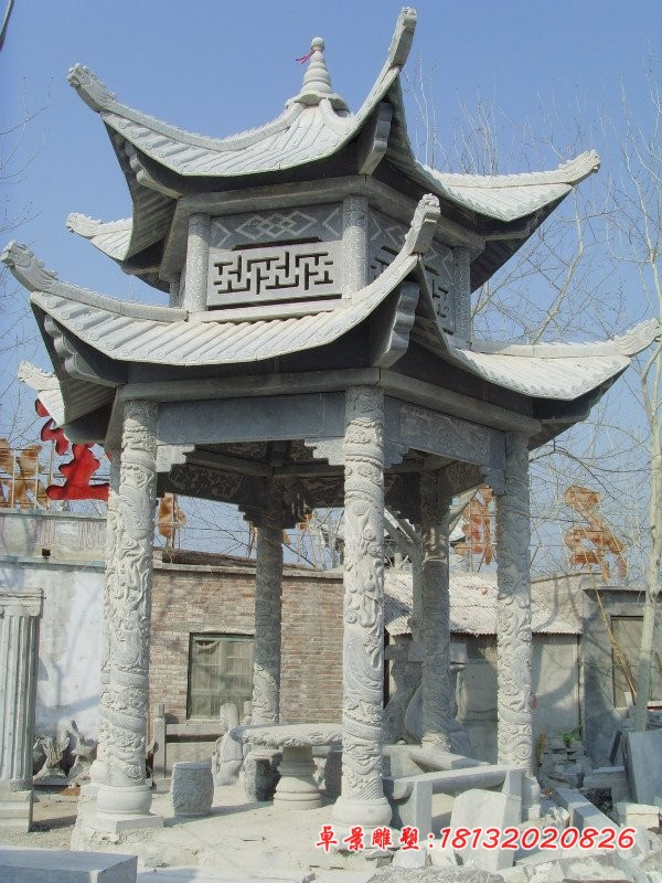 石雕凉亭，石头亭子