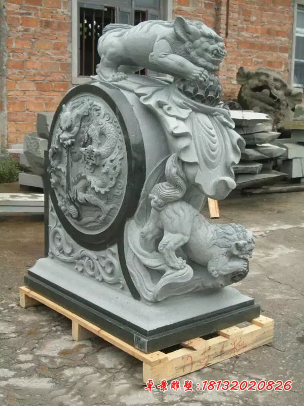 石雕门墩，青石门墩，抱鼓石