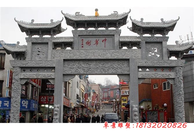 石雕牌坊，大理石牌楼