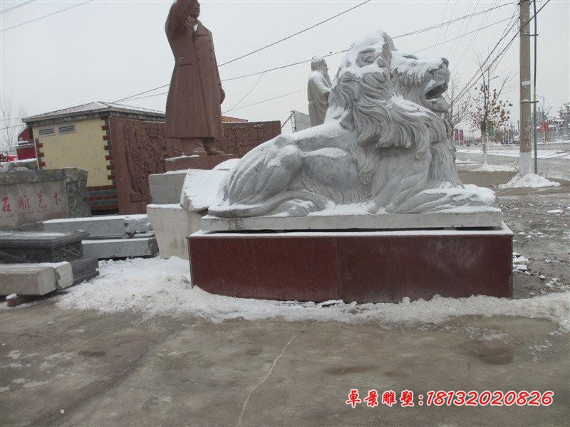 石雕狮子，大理石西洋狮雕塑 