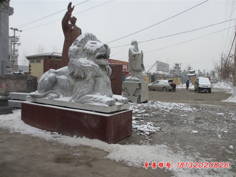 石雕狮子，大理石西洋狮雕塑 