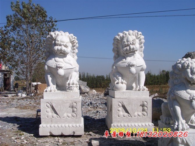 石雕狮子，汉白玉狮子雕塑