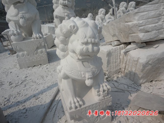 石雕狮子，汉白玉北京狮雕塑