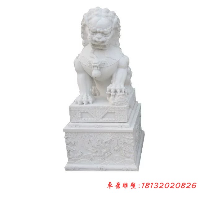 石雕狮子，汉白玉狮子石雕