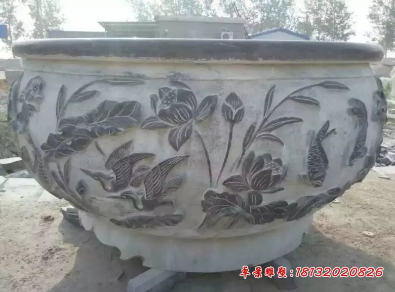 石雕水盆，仿古石水缸