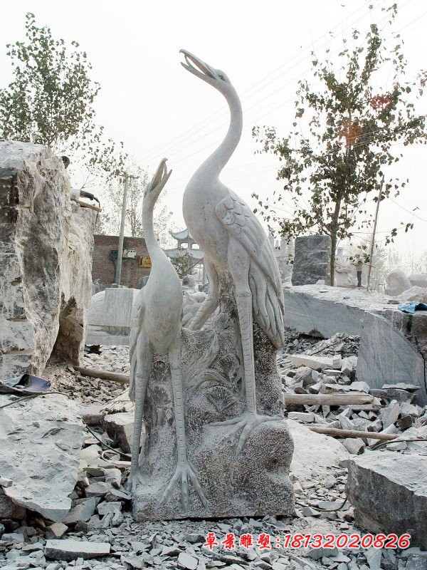 石雕仙鹤，大理石鹤雕塑