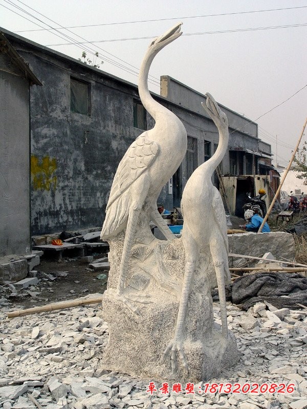石雕仙鹤，大理石鹤雕塑