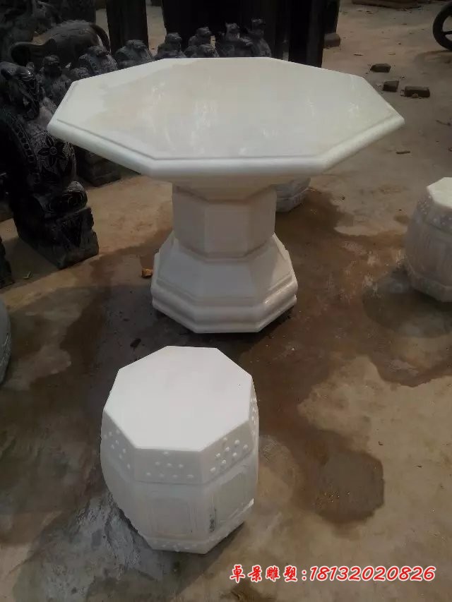石雕桌椅，汉白玉桌椅雕塑
