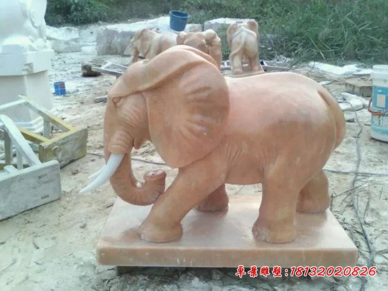 石头大象雕塑，石雕象 